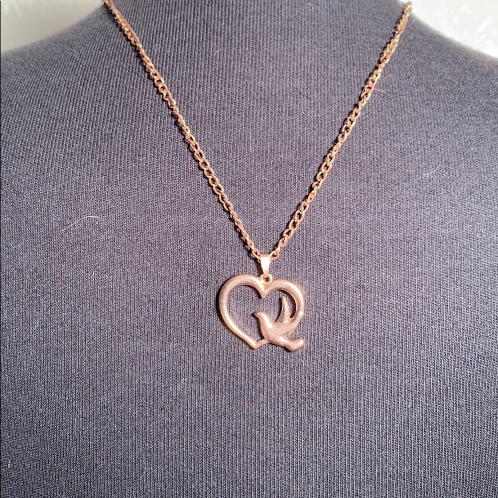 Rose Gold Heart and Dove Necklace!!!